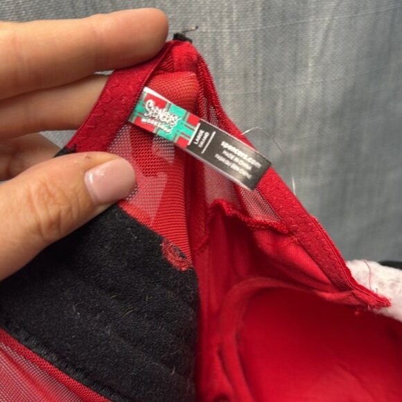 🏴 Spencer's sexy Santa Red and Black Corset with White Trim size large - Picture 6 of 6